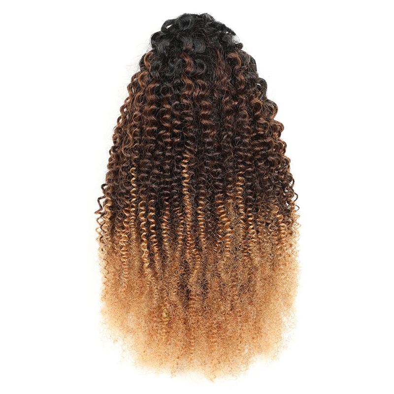 100% Human Hair Ponytail Extensions Claw Curly Clip Hairpiece Black Brown Blonde
