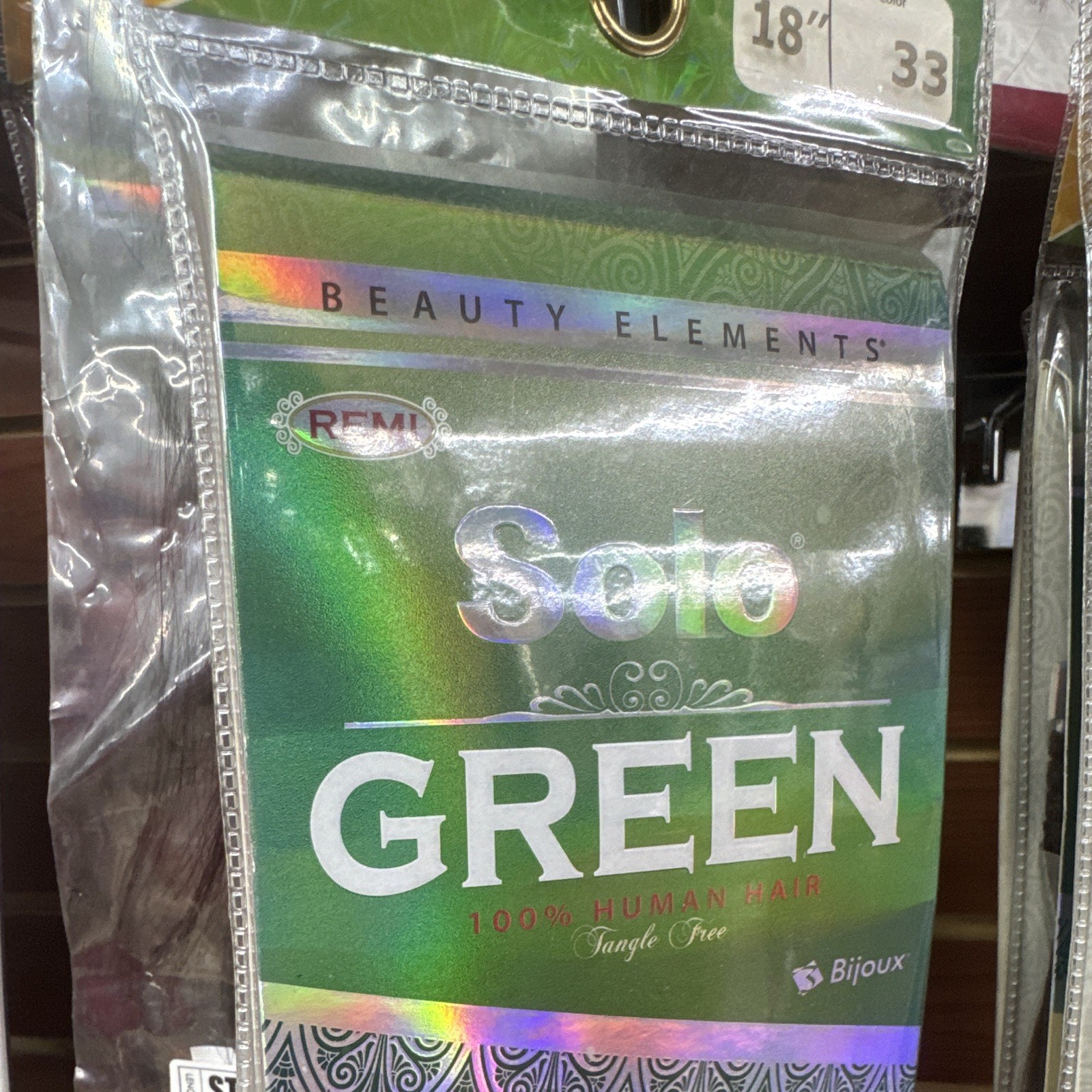 Bijoux Solo Green Remy Human Hair Extension 18in Green Straight Weaving