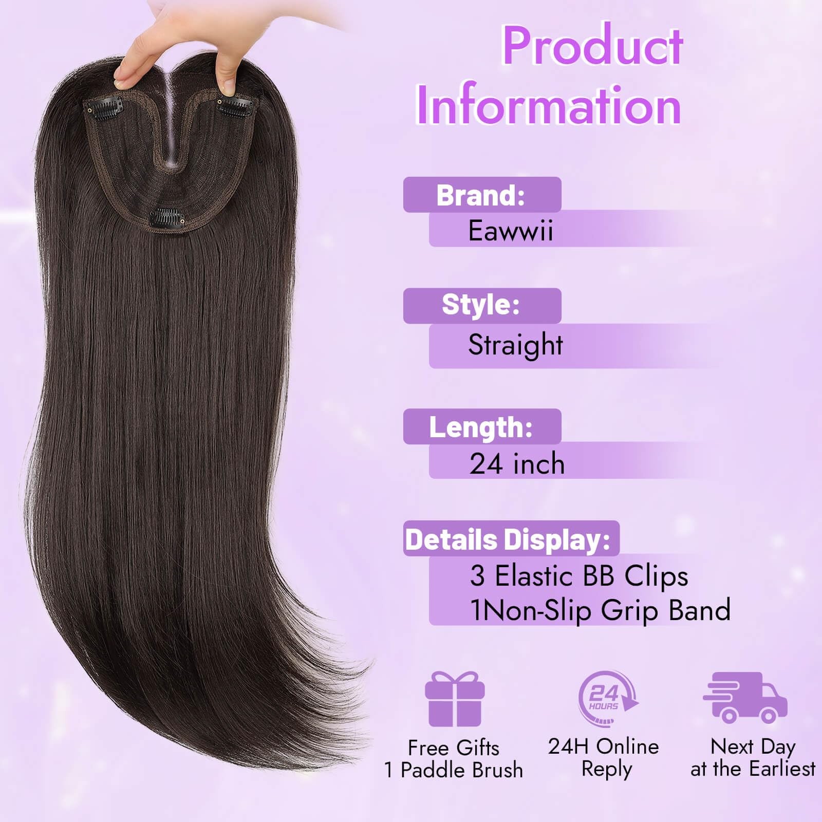 Eawwii Wine Red Purple Tones Synthetic Hair Toppers For Women Thinning 5X6 Inch