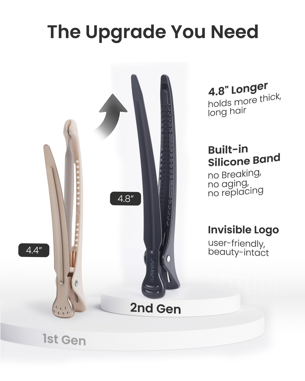 AIMIKE Extended Sectioning Hair Clips w/Built-in Silicone Band, 4.8″…