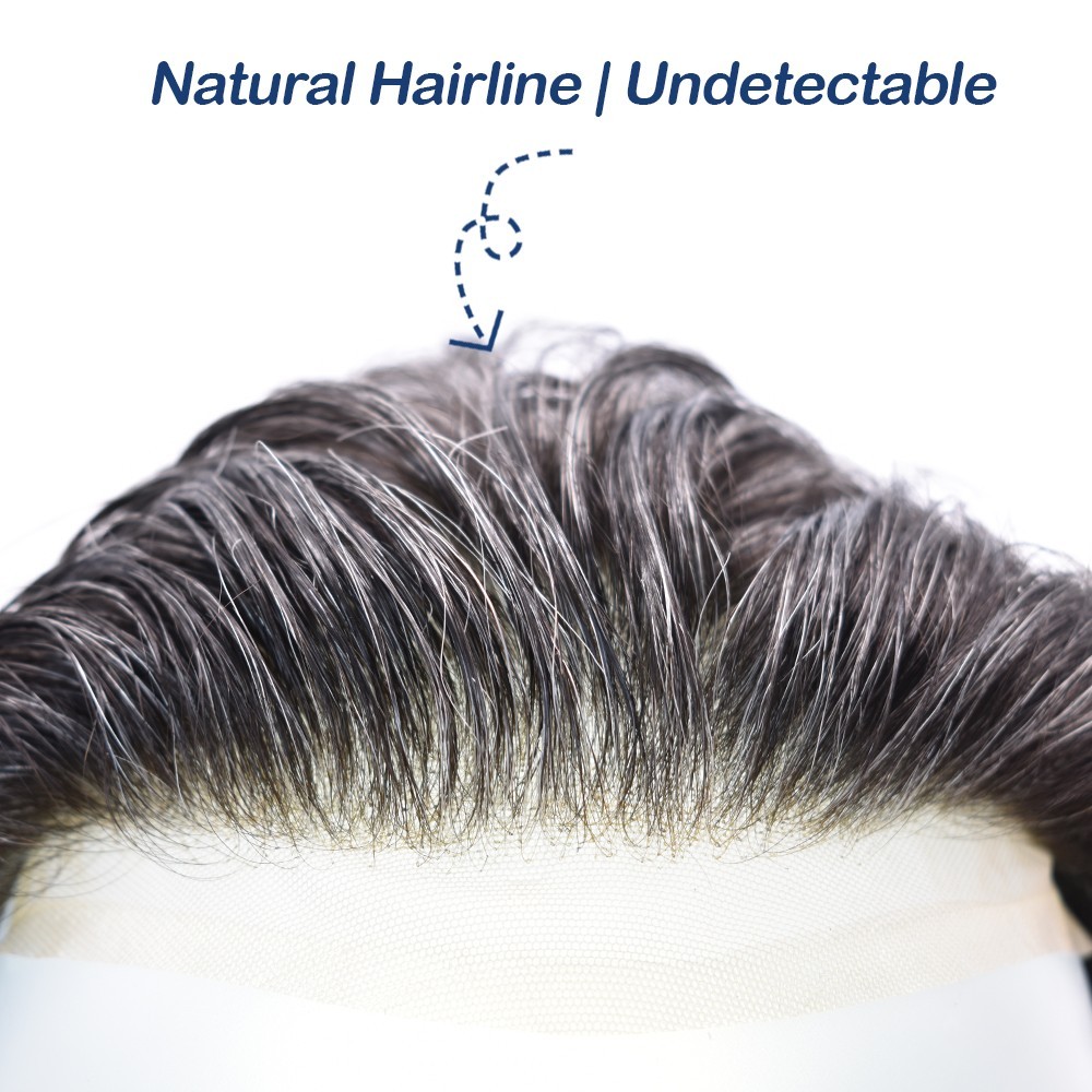 Full Swiss Lace Mens Toupee Light Density Human Hair System Replacement for Men