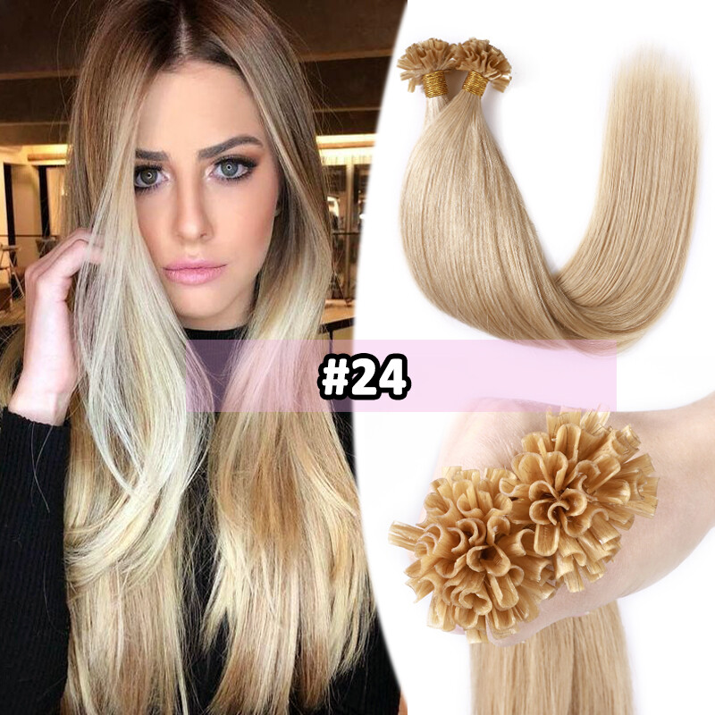 Thick 100G Keratin Glue Fusion Nail U Tip 100% Real Remy Human Hair Extensions