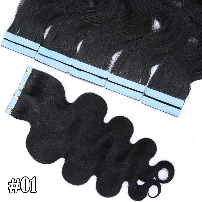 CLEARANCE Wavy Tape In 100% Real Human Hair Extensions Skin Weft Thick Full Head