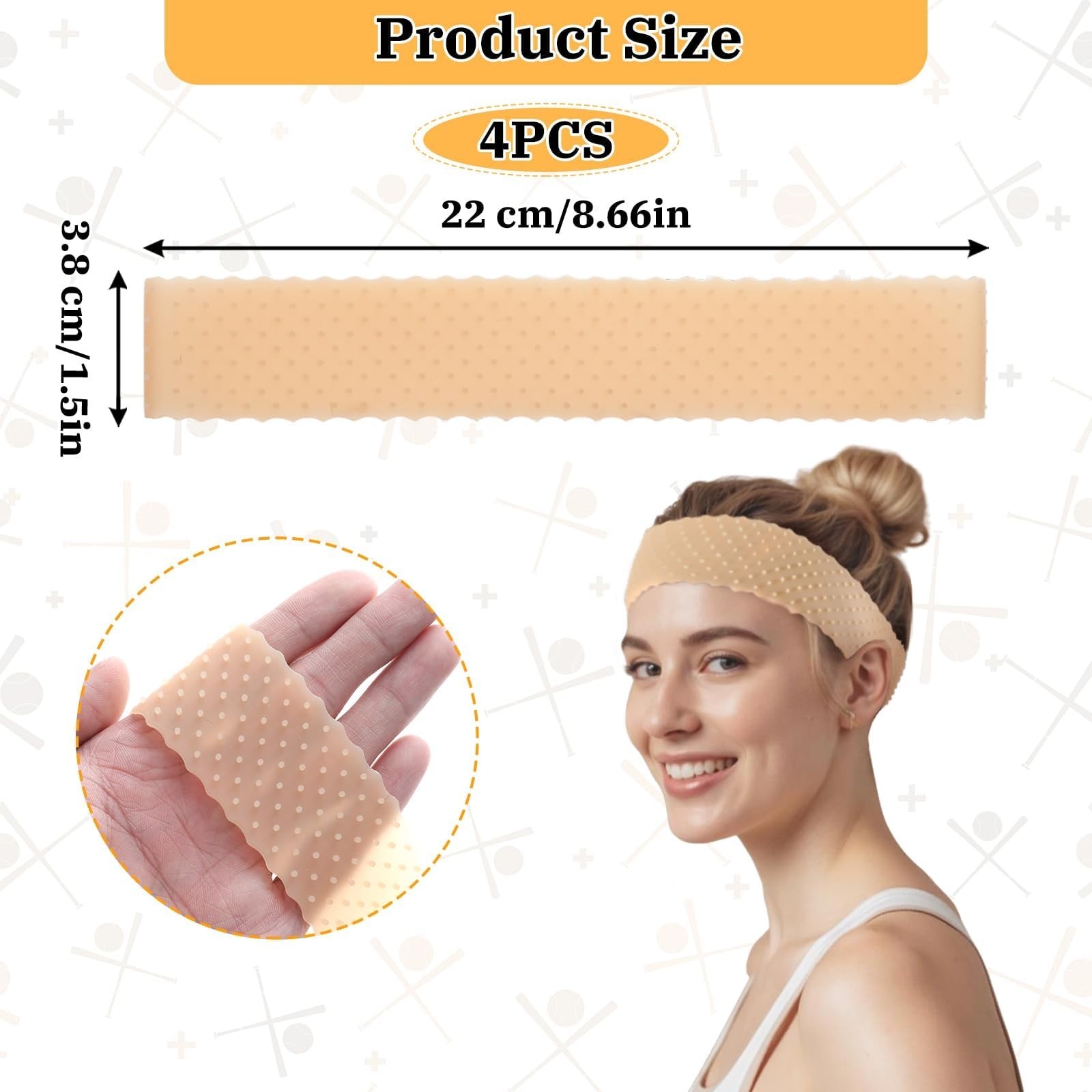 4Pcs Silicone Wig Grip Band Adjustable Elastic Non Slip Wig Headband Holder, New