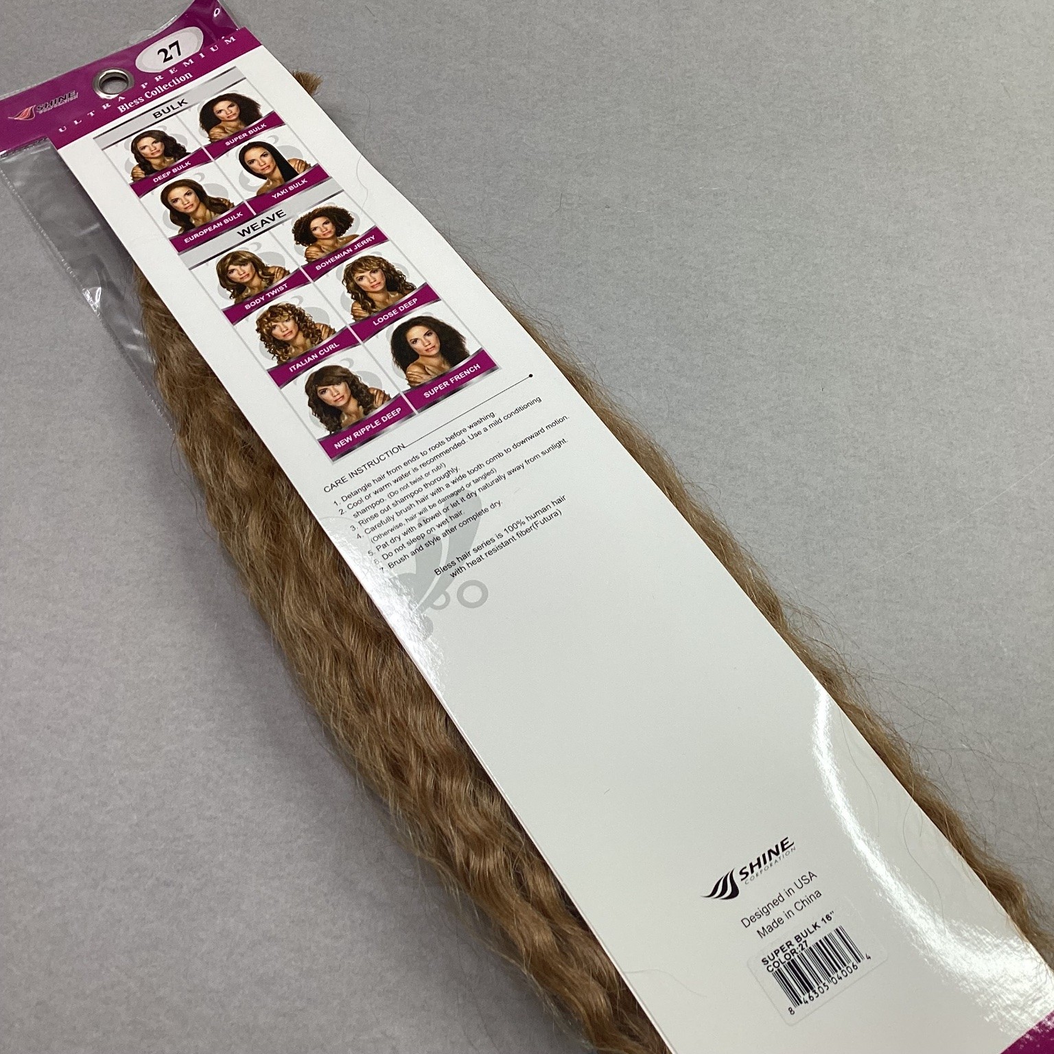 Bless Super Bulk 100% Human Hair Extensions 16″ Color 27 Wavy Tangle Free