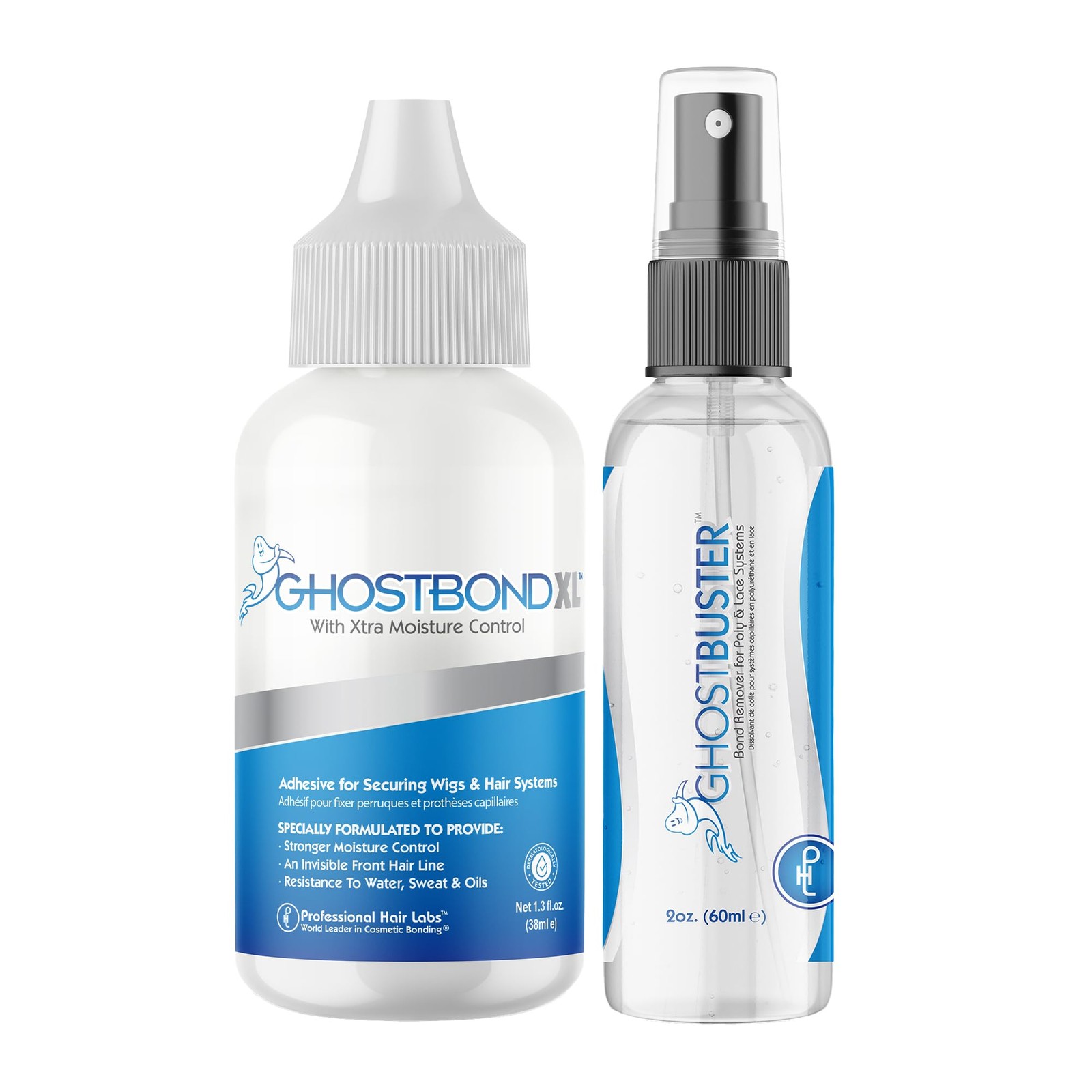 GHOSTBOND XL 1.3oz & Ghostbuster 2oz – Waterproof Wig Glue and QuickActing Ad…