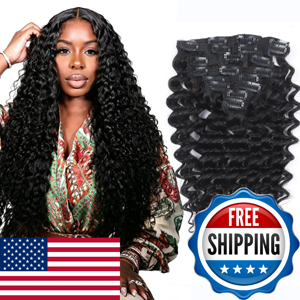 Unipearl Deep Wave Clip In Hair Extensions Real Human Hair 14 Inch Deep Curly