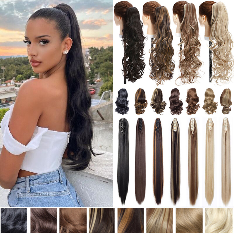 Real Thick Brown Claw Ponytail Hair Piece Clip in Hair Extensions As Human Hair