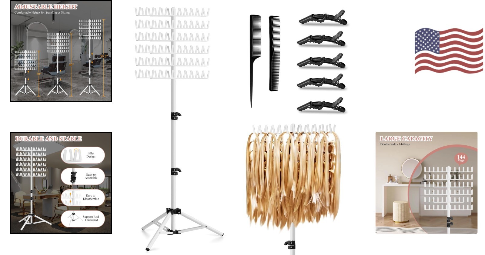 Height Adjustable 144 Peg Braiding Rack – Effortless Braiding with Tools