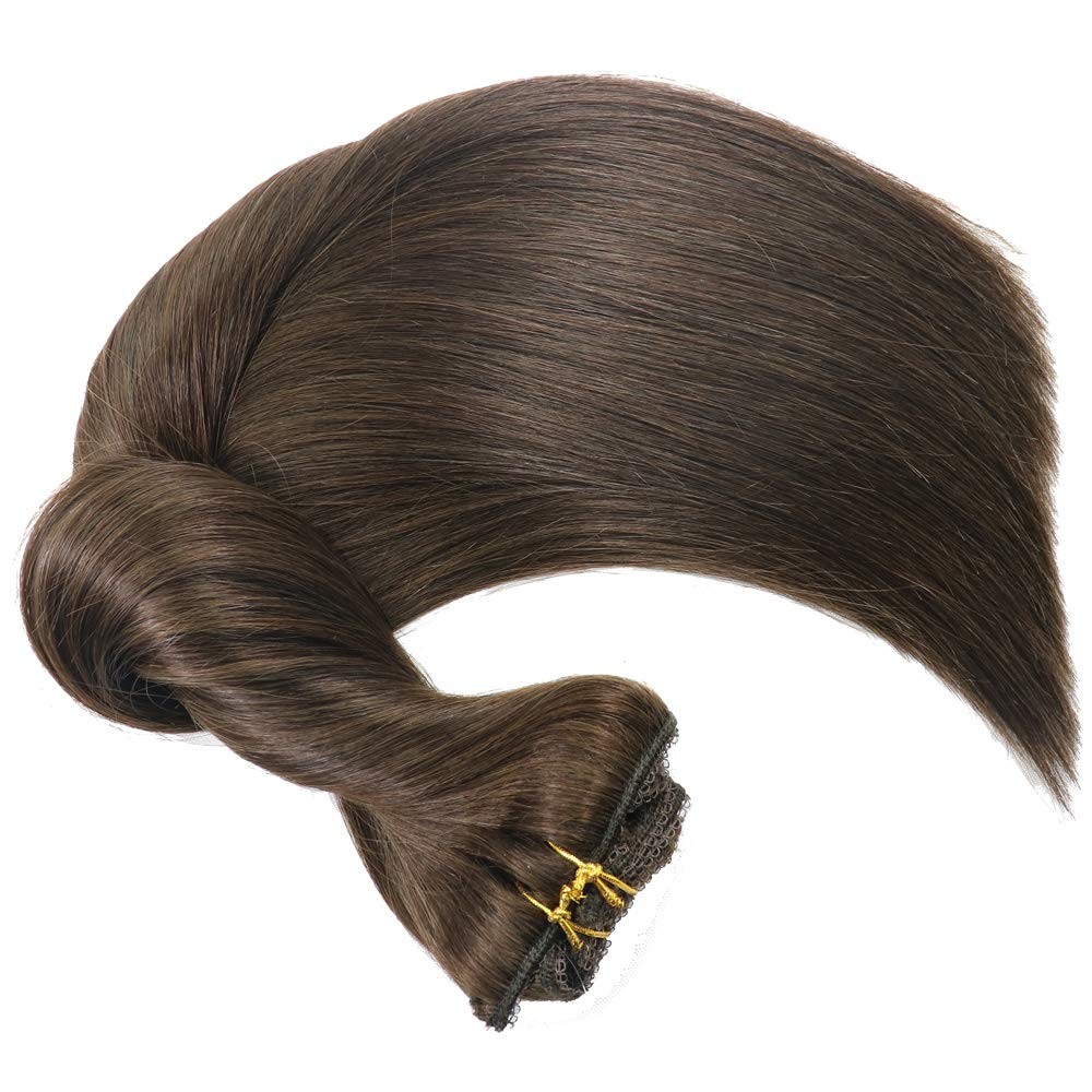 Real Human Hair Lace Clip In Hair Extensions Thick Ends 20inch 120g Color Dar…