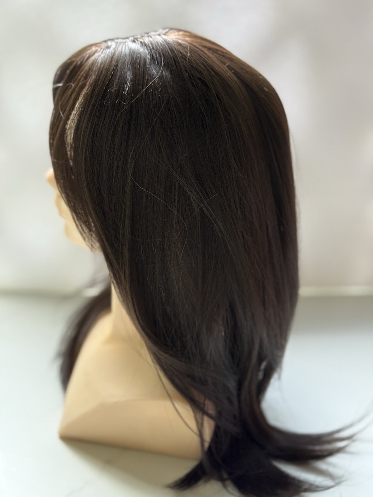 Molefi Wiglet Hair Topper 16” Dark Brown Highlights 4/8# New
