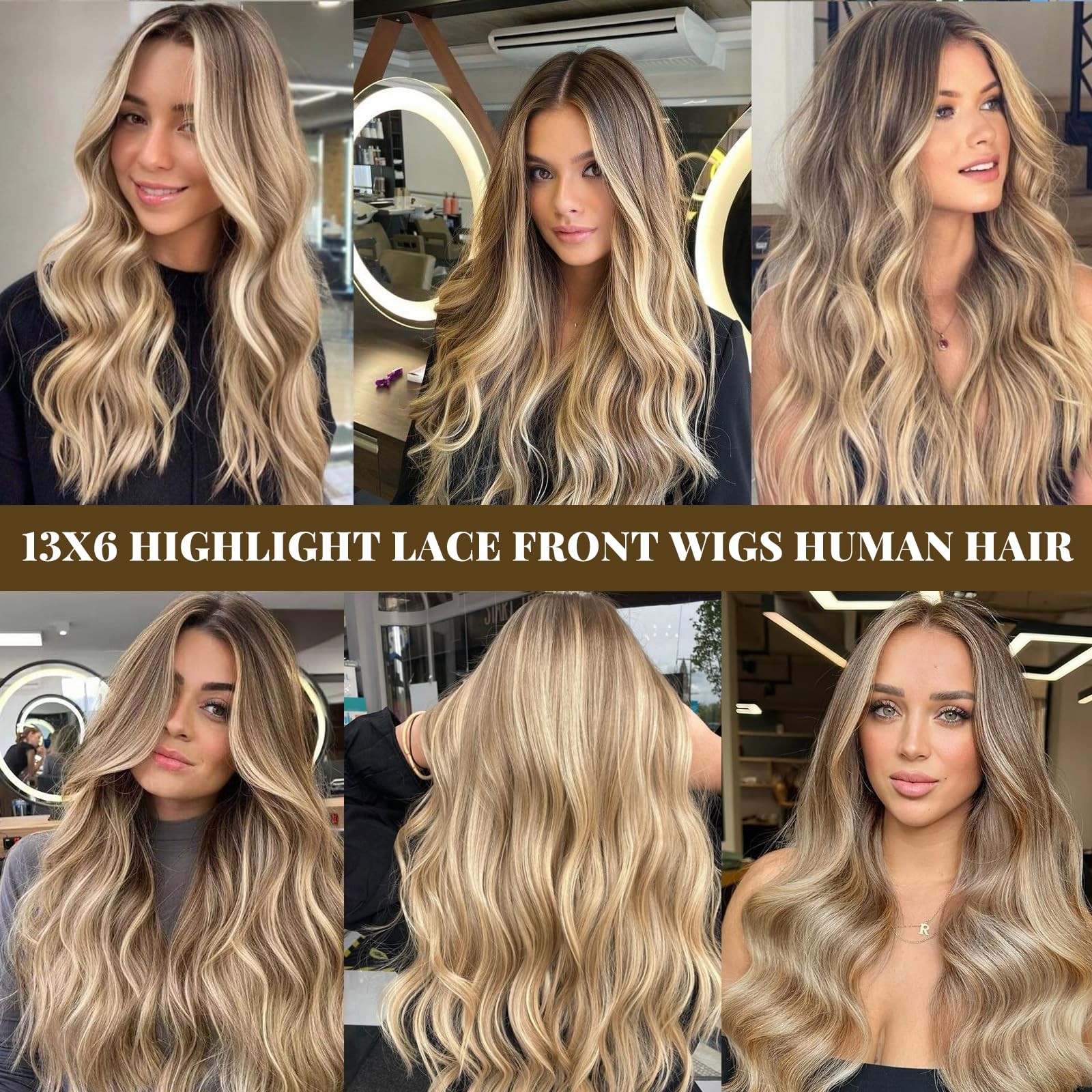 Belaved 22 Inch Ombre Lace Front Wig Human Hair 13X6 Straight Highlight Light