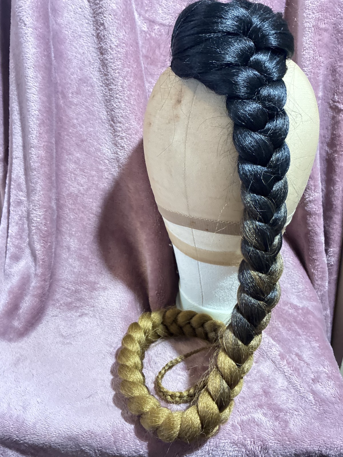Long Black Root Golden Brown Braided Ponytail Straight Fashion Hairpiece