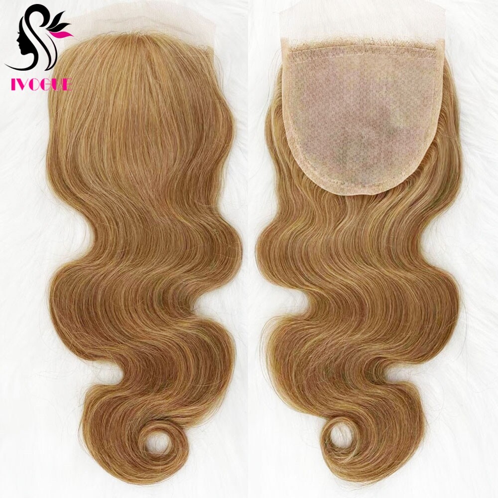 5″x5″ Blonde Silk Top Lace Closure Human Hair Silk Base Closure Body Wave #27