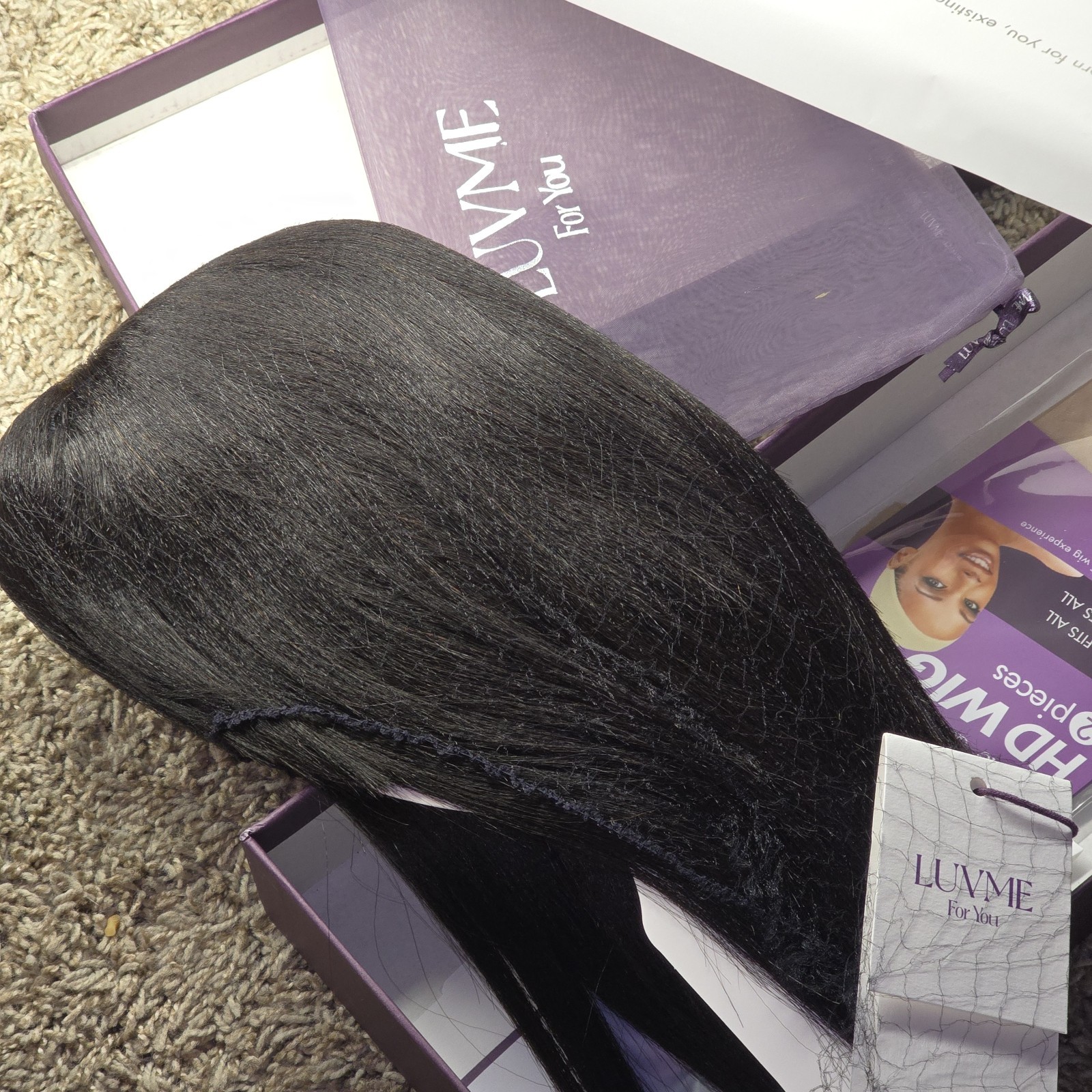 Luvme Human Hair Wig Glueless Comfort Blunt Cut Bob With Bangs 12” New With Tags