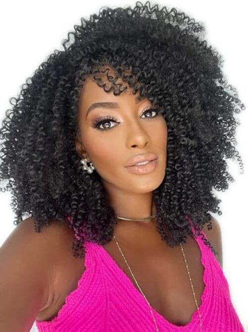 Pure Color Afro kinky Curly Braiding Hair Extensions Jerry 10 Inch-3 Packs 1B