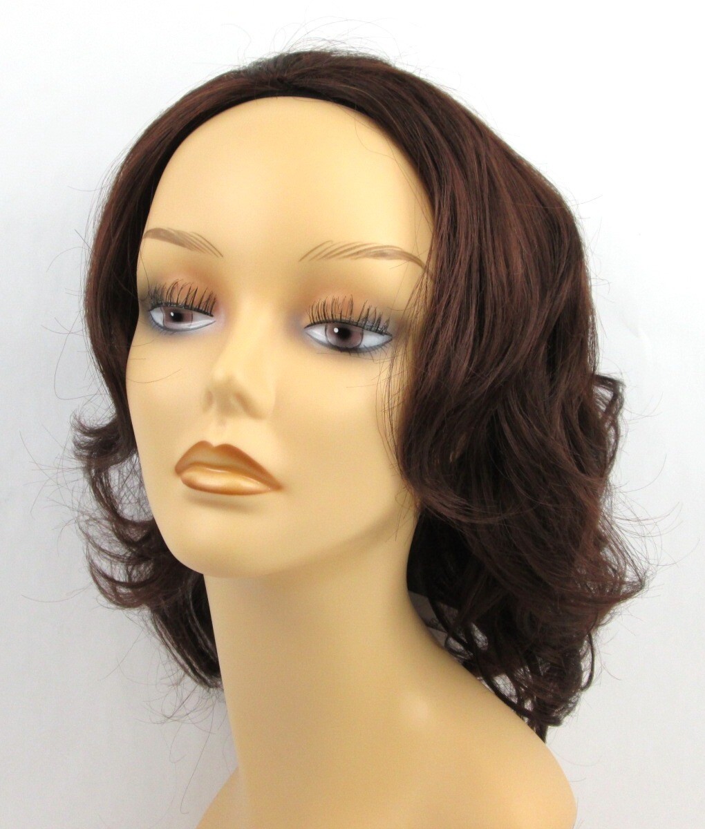 14″ MID-LENGTH WAVY 3/4 CAP CURLY FALL LAYERED HALF WIG HAIRPIECE COMB HEIDI