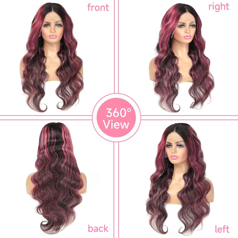Keabalo Ombre Lace Front Wig Human Hair Skunk Stripe Human Hair Wigs 13X4 Hd