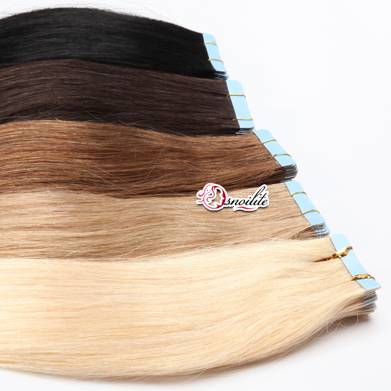 OMBRE Tape In Real 100% Remy Human Hair Extensions Skin Weft FULL HEAD Invisible