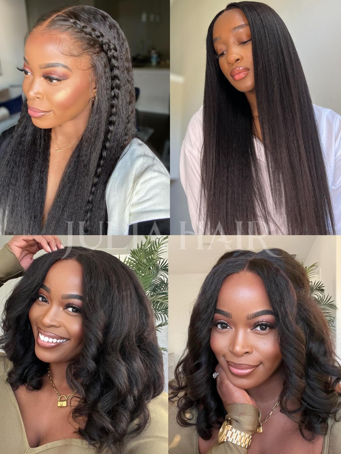 Kinky Straight V Part Wig – Glueless Human Hair, Clip-in, No Leave Out, 18