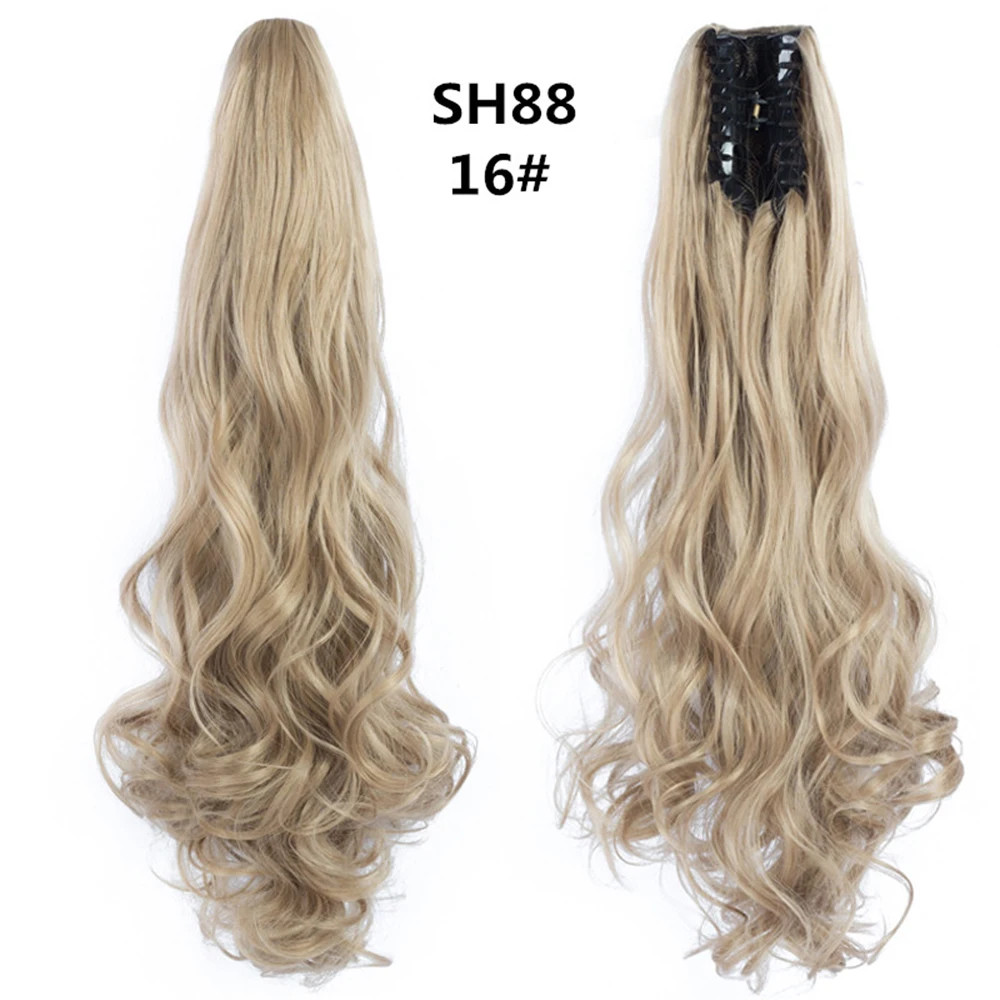 Women 24Inch Long Straight Synthetic Claw On Ponytail Hair Extensions Hairpiece
