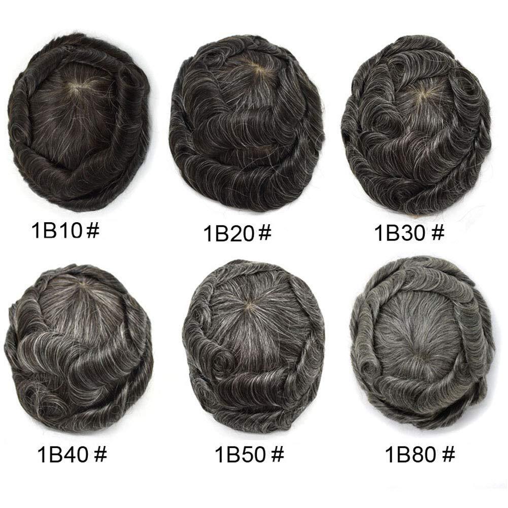 Mens Toupee Human Hair Replacement System French Lace Front Hair Piece US