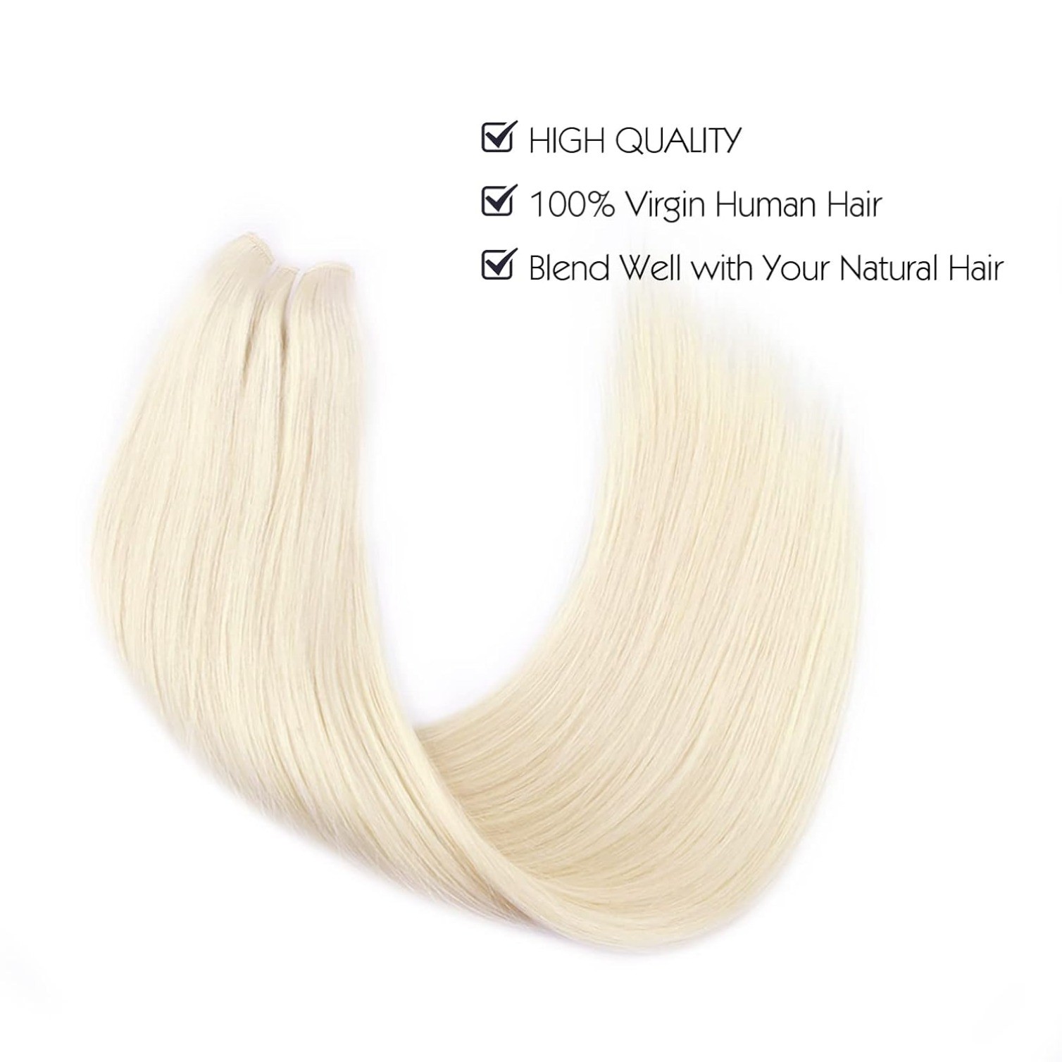 16” 100g Invisible Wire Hair Extensions Real Human Hair with Transparent Wire