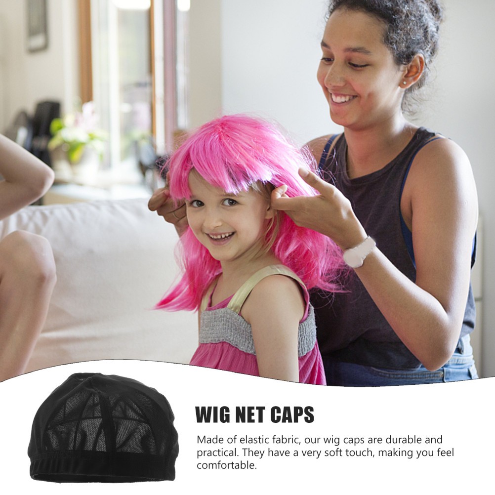 3Pcs Durable Black Wig Caps Elastic Mesh Net for Wig Use Comfortable Headwraps