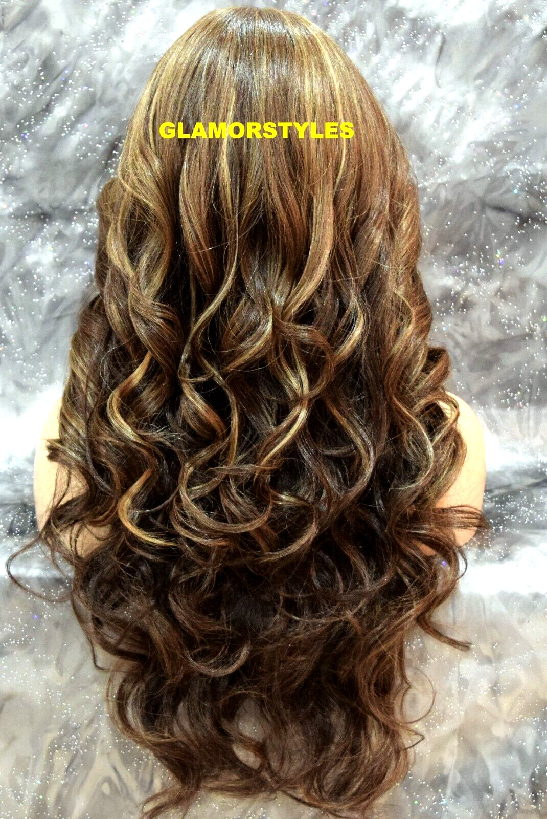 LACE FRONT FULL WIG LONG WAVY LAYERED BROWN GOLDEN BLONDE MIX HEAT OK NWT