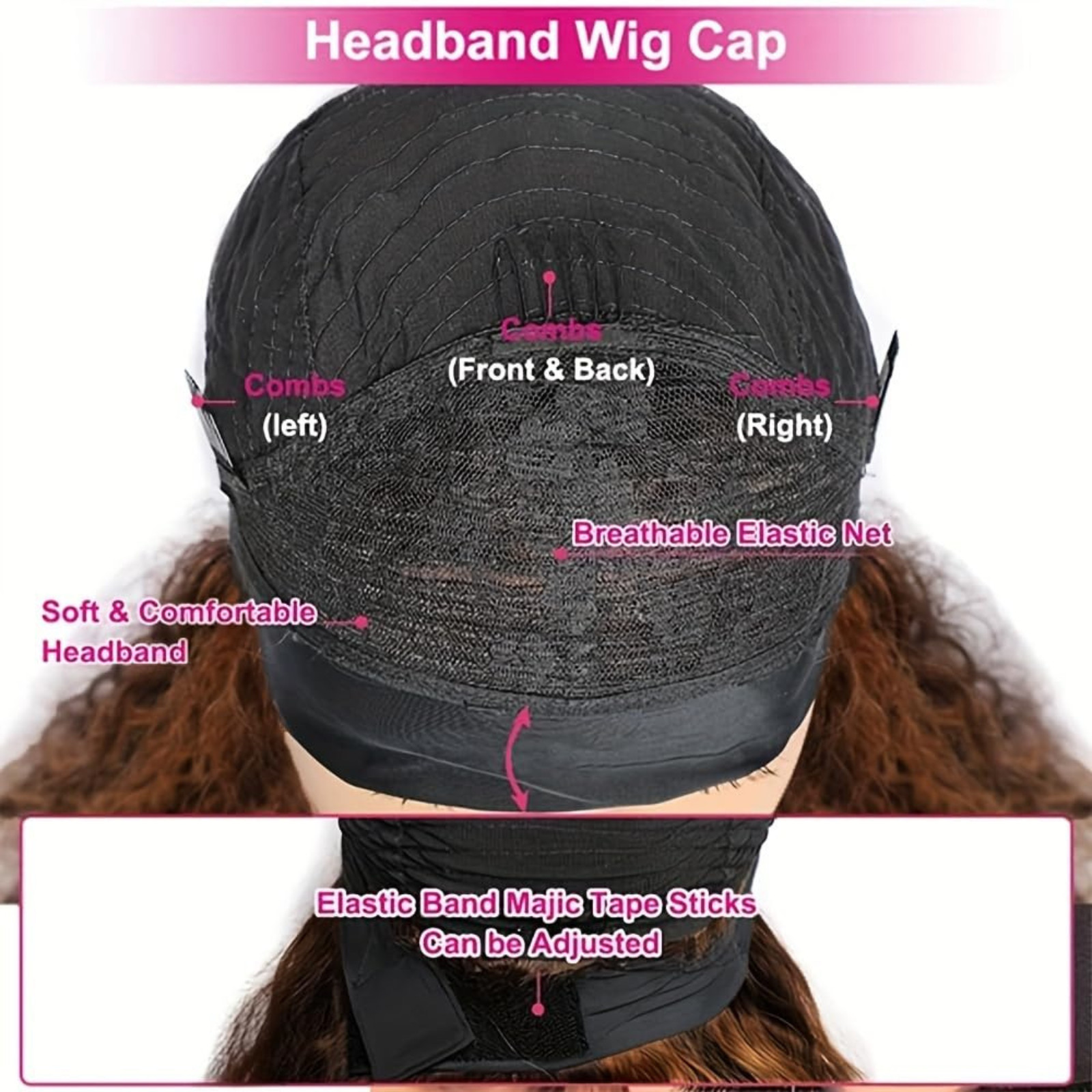 Ombre Deep Wave Headband Wig Human Hair #4/27 Curly for Black Women Human 150% D
