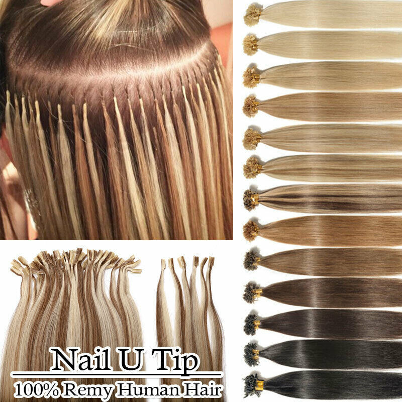 Pre Bonded Keratin Nail U Tip Hair Extensions Double Drawn Remy Indian HumanHair
