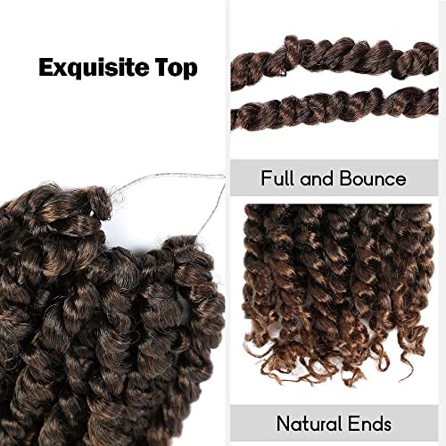 Short Passion Twist Hair 6 Inch 6 Inch (Pack of 8) T30(Ombre Medium Dark Brown)