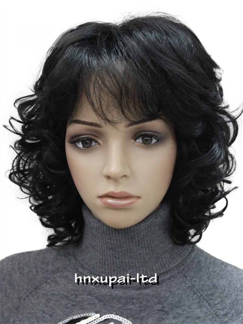 Short Loose Curls Curly Ash Brown Blonde Mix Synthetic Hair Wigs Women Soft