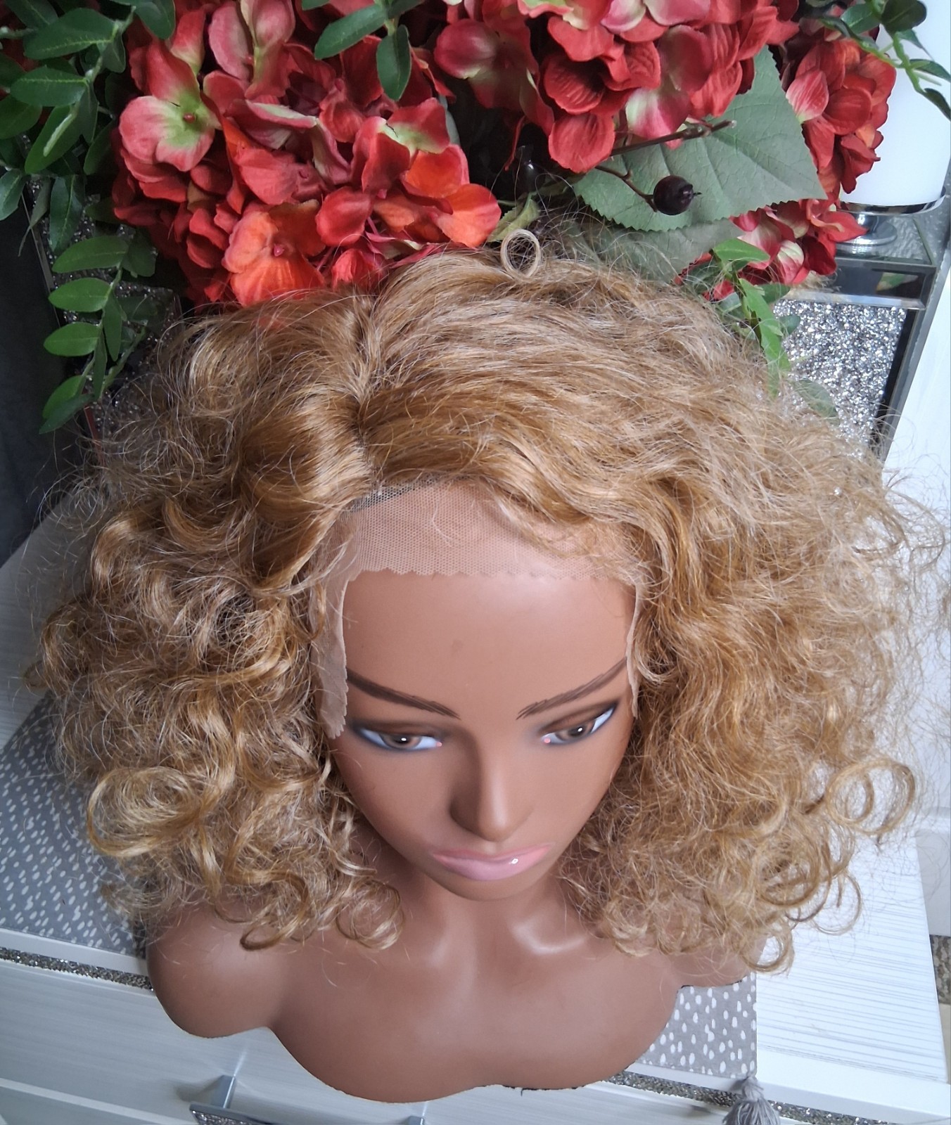 New Honey Golden Blonde Curly Big Hair Afro Lace Front Wig Drag Queens