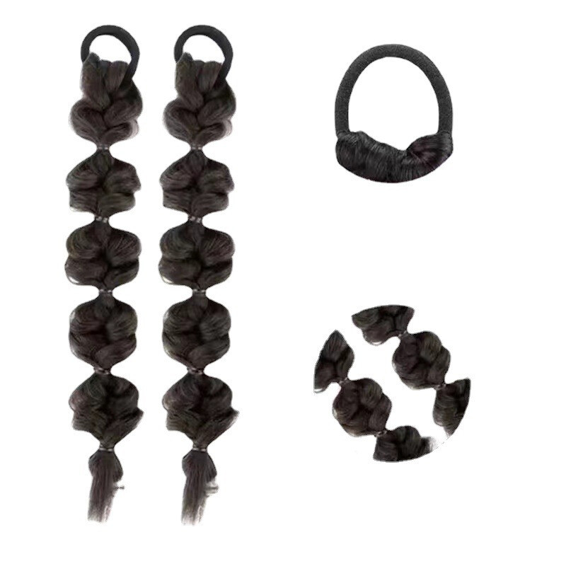 Short Box Braids Ponytail Bubble Pony Tail Scrunchie Wrap Around Hair Extensions