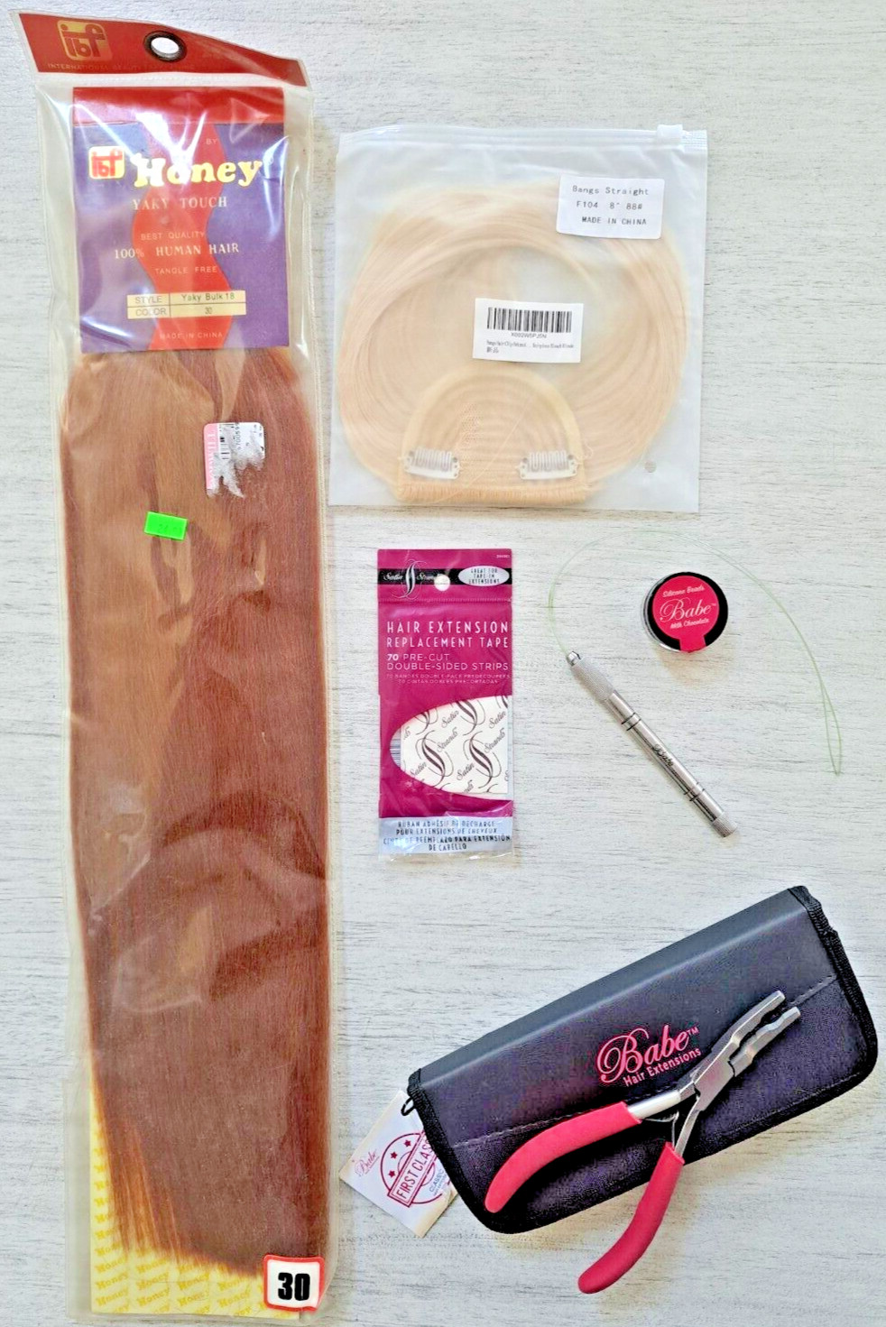Beauty LOT 100% Human Hair Extensions & Tools *Mix of NEW & Preowned Items READ