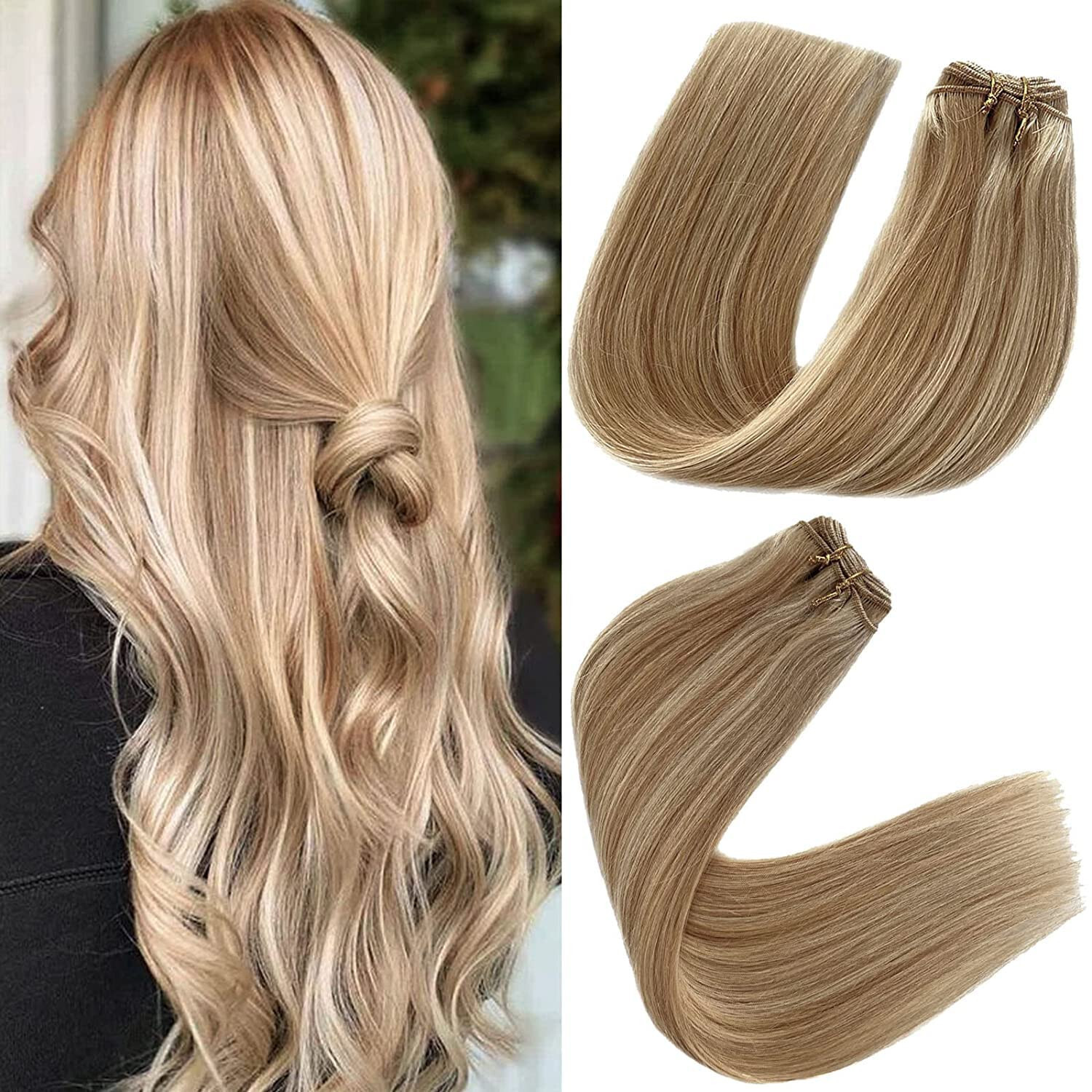 Sew In Weave Weft Human Hair Extensions Remy Straight Russian Hair Thick Bundle