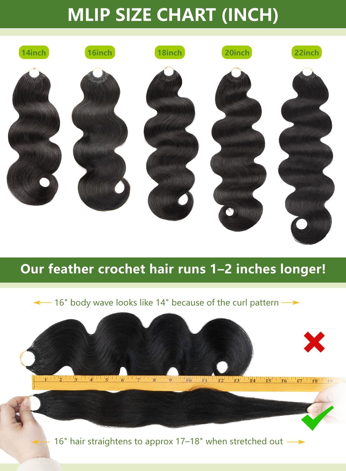 Mlip Crochet Hair For Black Women Feather Crochet Human Hair 14 Inch 60G