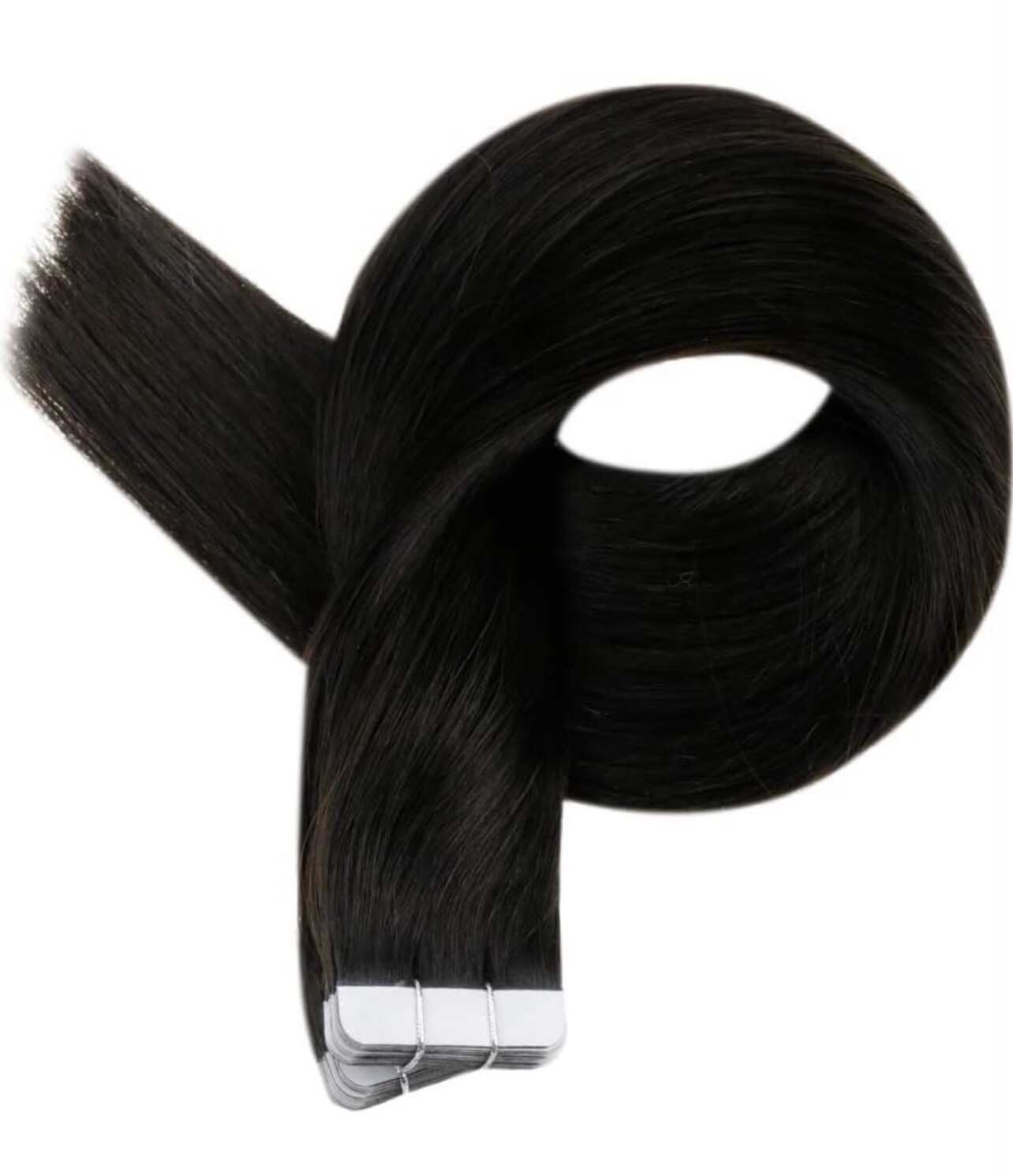 #1 BLACK Tape-In 24” 10pcs 25g 100% REMY Human Hair Extensions Seamless Weft