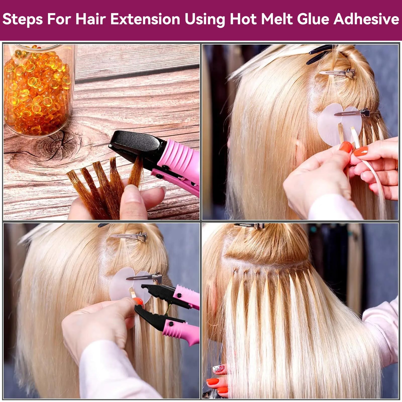 PAWACA Hair Extensions Tools，Professional k Tips Real Human Hair Fusion Hair …