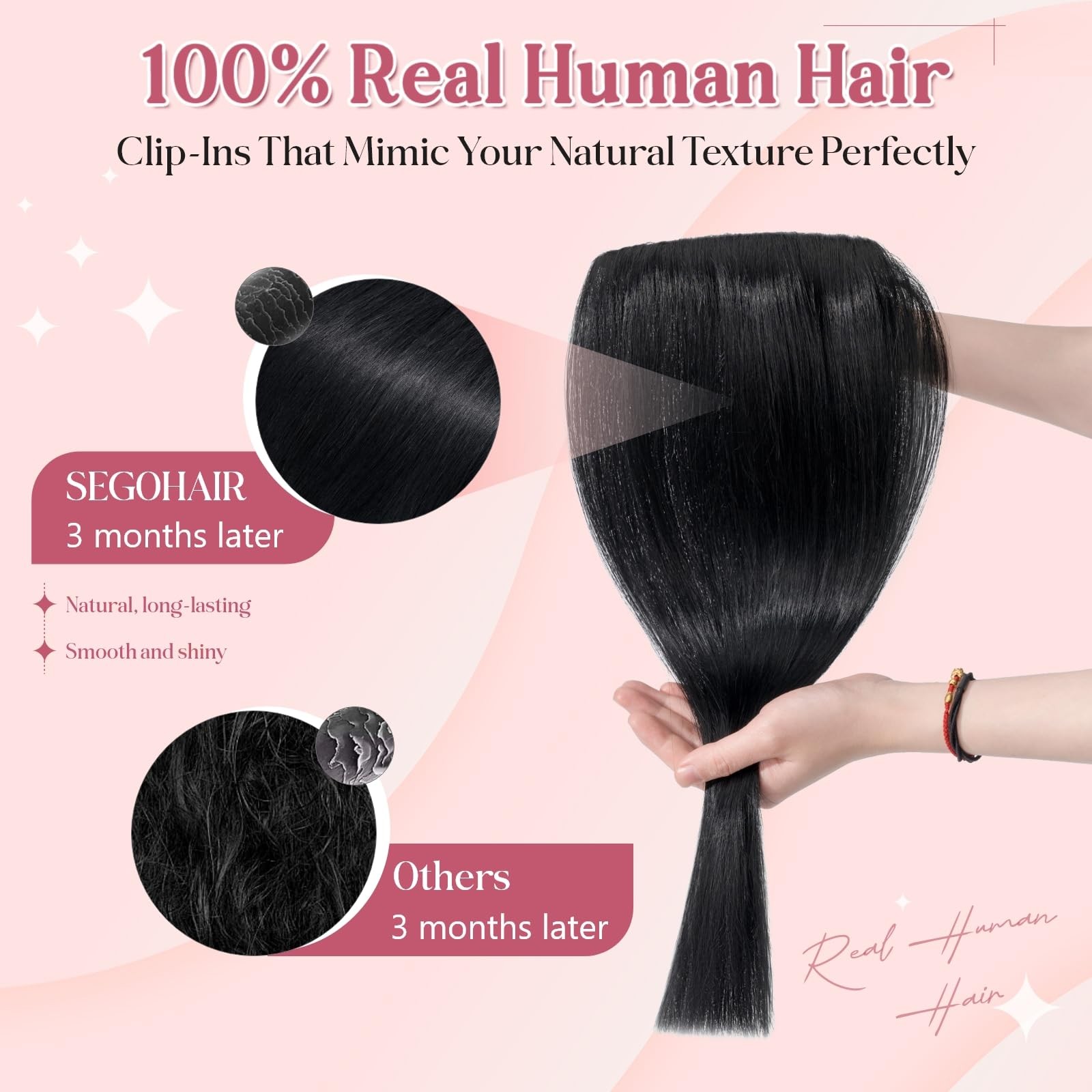 Segohair Clip In Hair Extensions For Women One Piece 5 Clips Real Human Remy