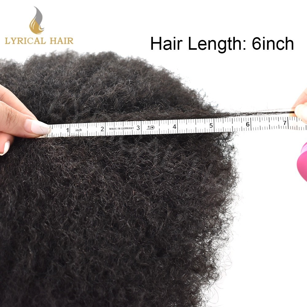 Lyrical Hair Afro Toupee for Black Men Full PU Kinky Curly Human Hairpiece Units
