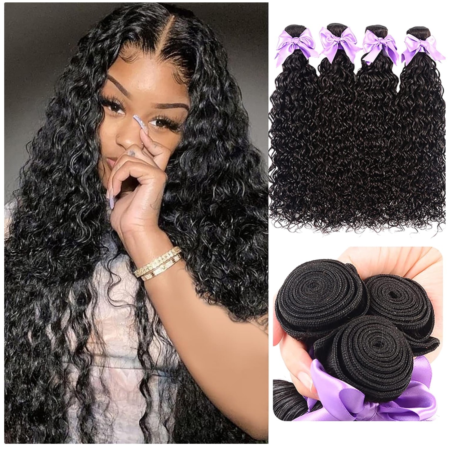Brazilian Virgin Water Wave Human Hair Bundle Set