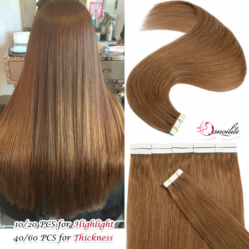 Hair Extensions 100% Real Human Hair Tape In Skin Weft Remy Hairpiece Balayage A