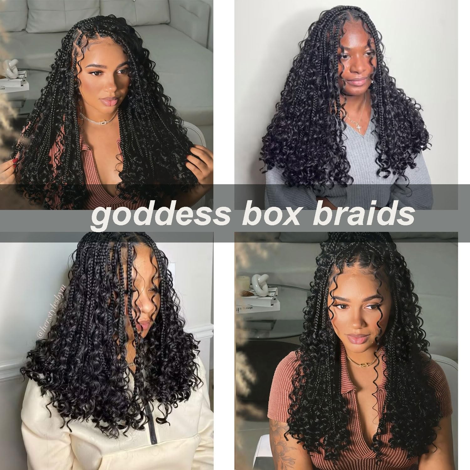 Goddess Box Braids Crochet Hair – 14 Inch Curly Ends, 8 Packs Bohemian Box Br…