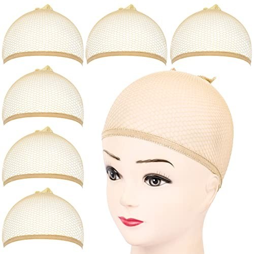 6 Light Brown Mesh Wig Cap Closed End Breathable Nylon Liner Weaving Net for