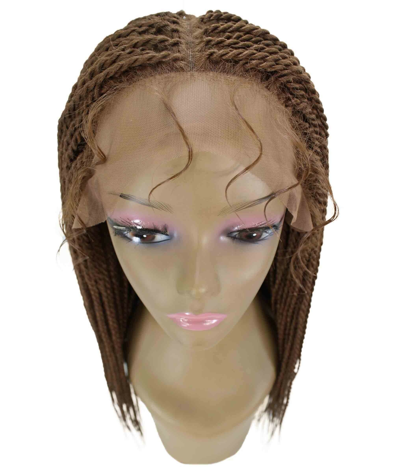 Nikkita Straight 25″ Long 4X4 Hand-Tied Lace Braided Wig, Copper Blonde