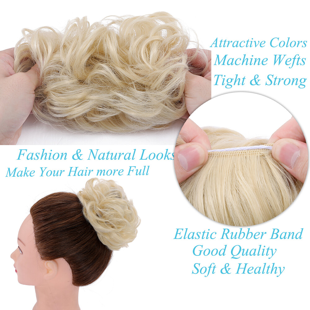 Curly Messy Scrunchie Bun Updo Wrap on Pony Hair Extensions Fake Hair Woman US