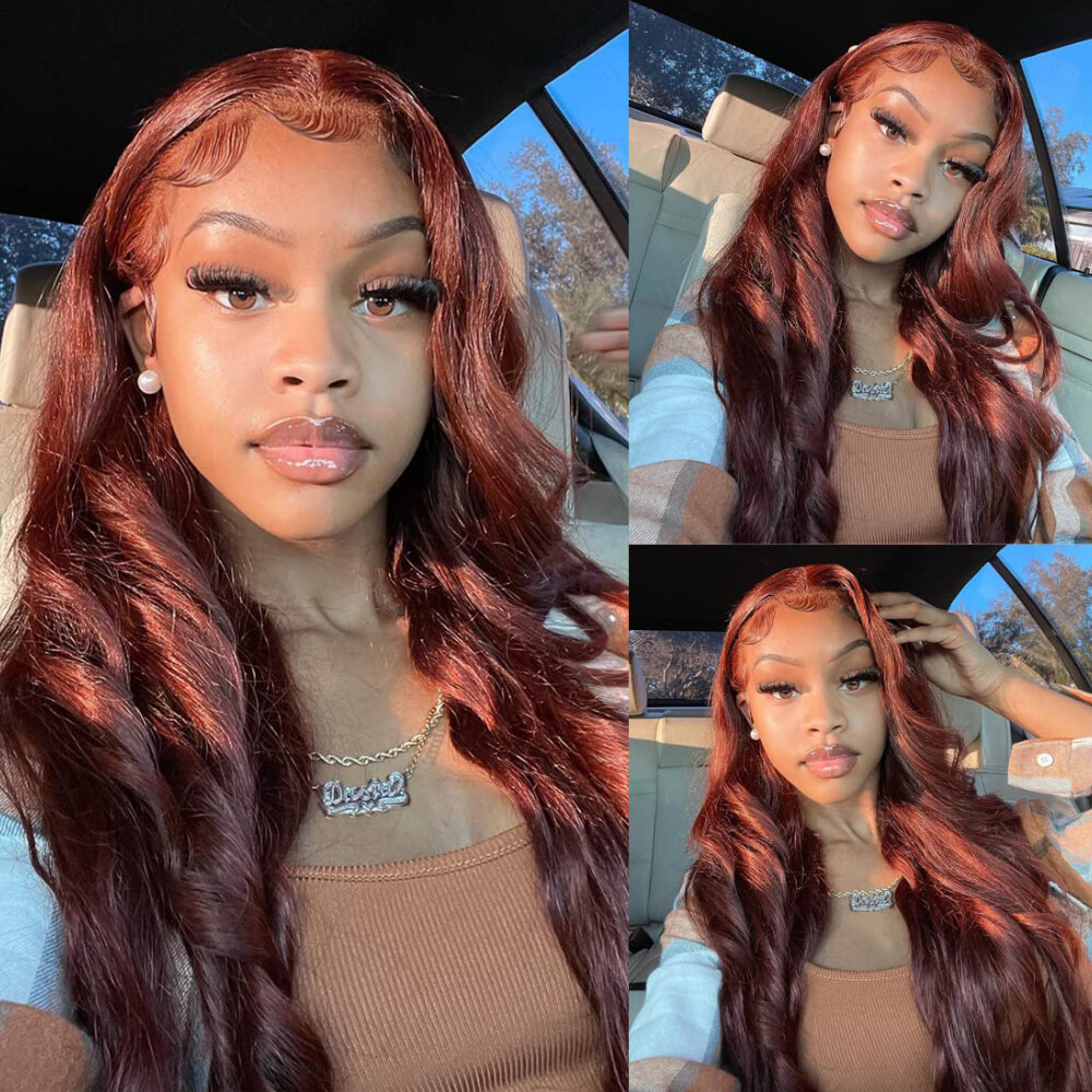 UNice Indian Reddish Brown Body Wave 3 Bundles Human Hair Extensions Weaves Weft