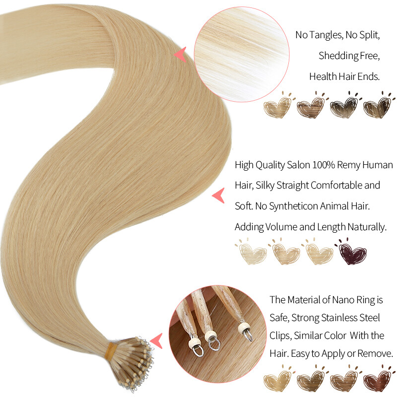 CLEARANCE Nano Ring Extensions 100% Real Remy Human Hair Thick Balayage Ombre